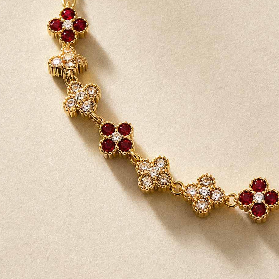 BRACELET TRÈFLE ROUGE & DORÉ