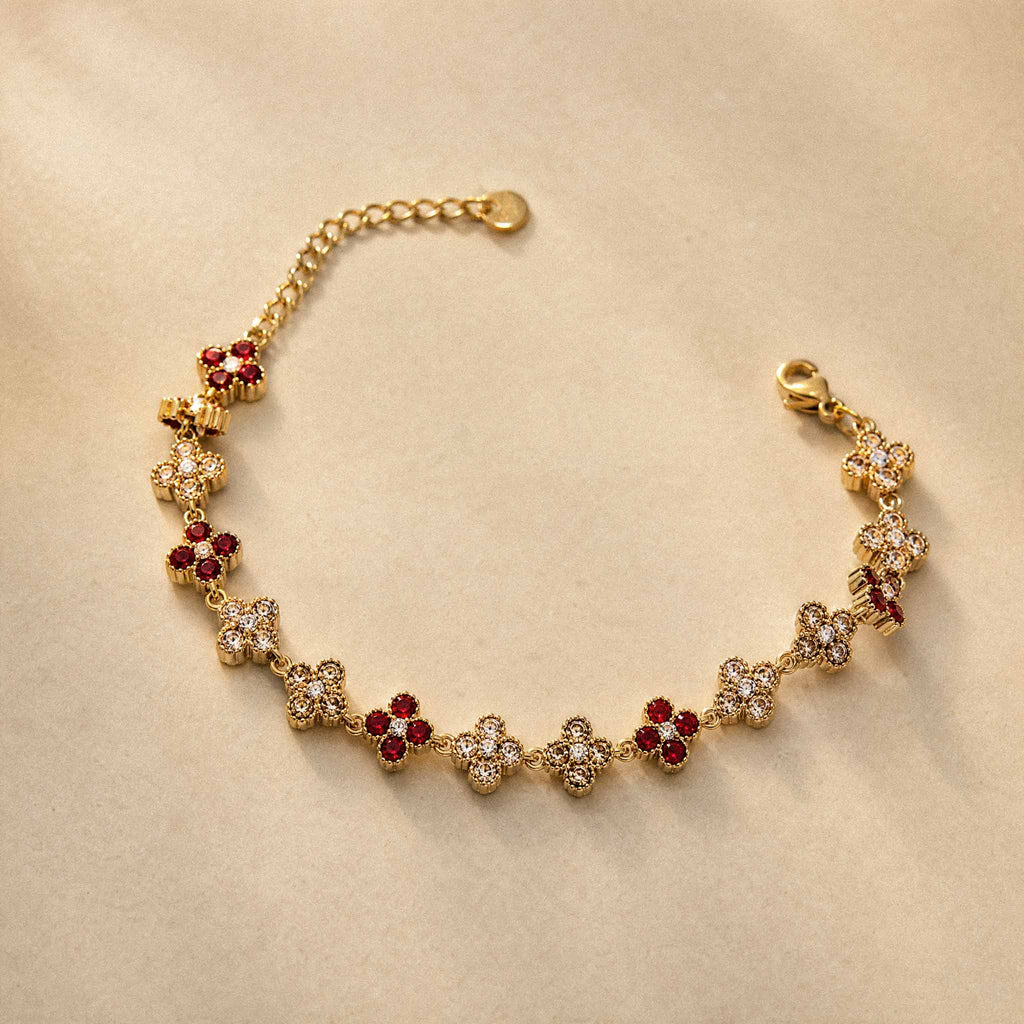 BRACELET TRÈFLE ROUGE & DORÉ