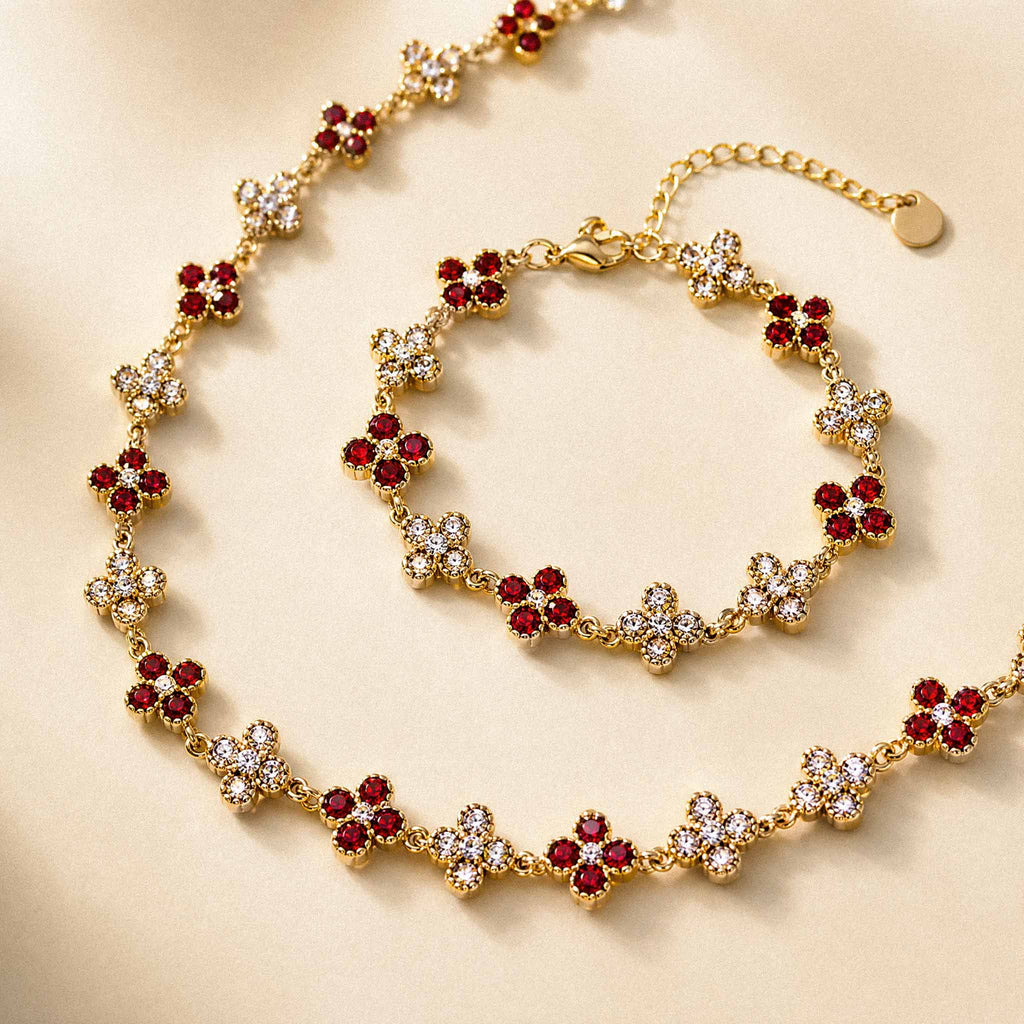 SET TRÈFLE ROUGE & DORÉ