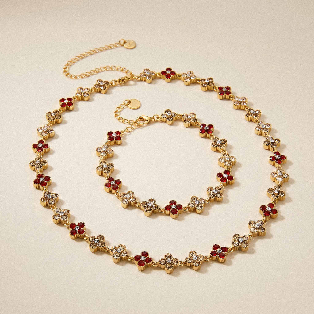 SET TRÈFLE ROUGE & DORÉ