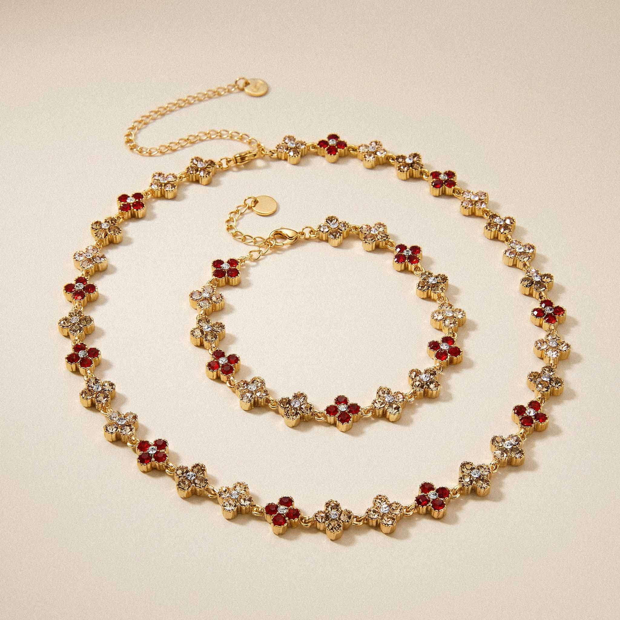 SET TRÈFLE ROUGE & DORÉ